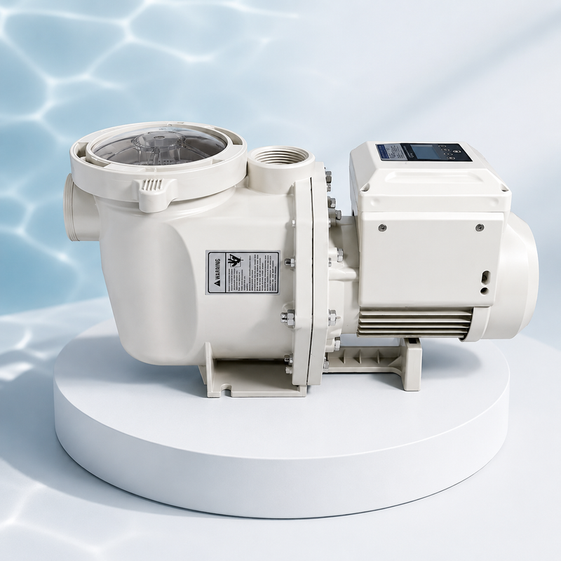 High-flow variable speed pool pump with digital control panel designed for efficient swimming pool water circulation and energy savings