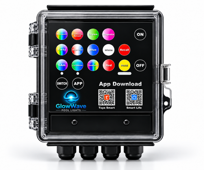 GlowWave 300W smart WiFi RGB RGBW pool light controller with clear protective cover