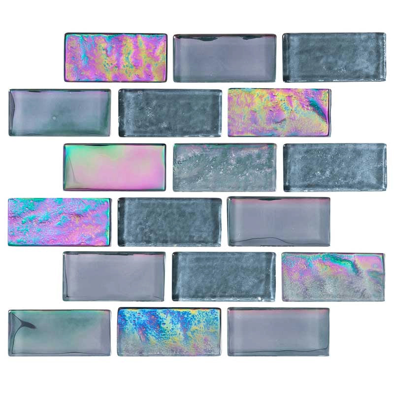 Black Steel Glass Subway Mosaic Tile