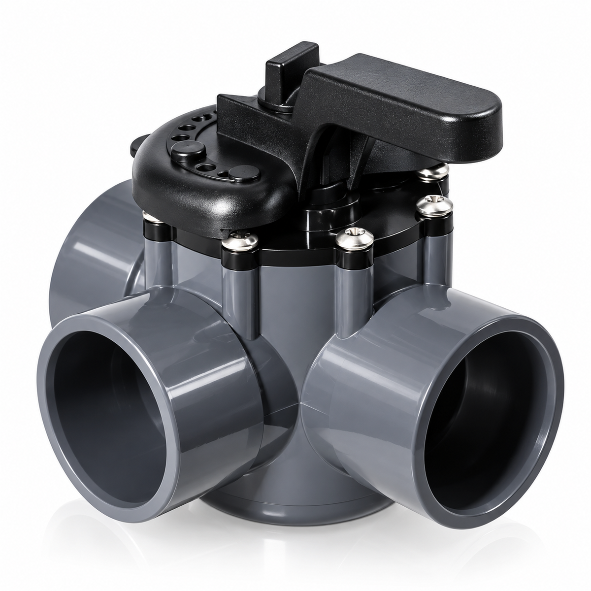 Front view of 3-way diverter valve replacement compatible with Pentair 263028
