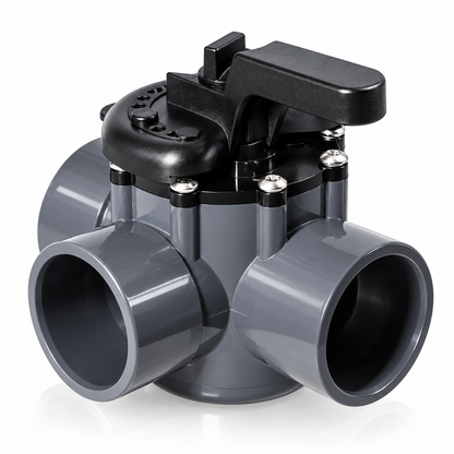Front view of 3-way diverter valve replacement compatible with Pentair 263028