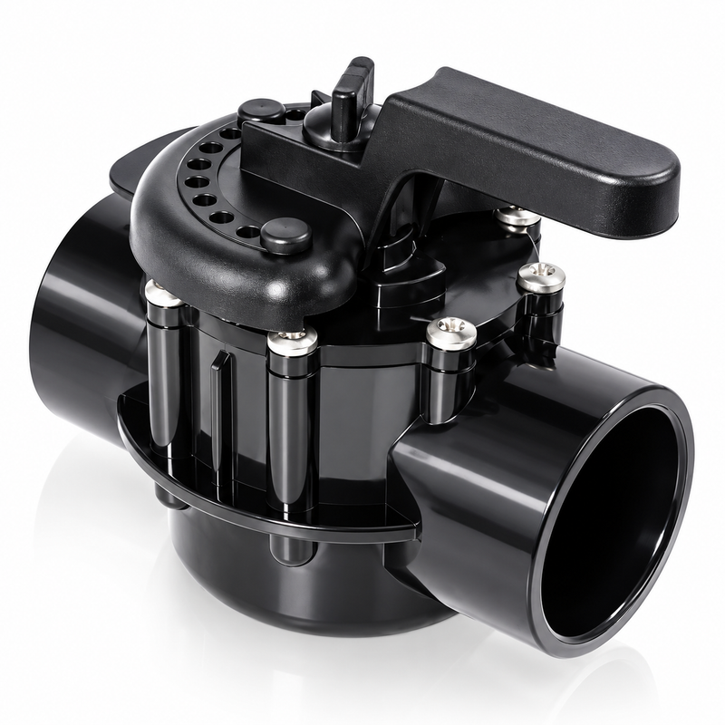 2-way diverter valve compatible with Pentair 263029 shown from side angle